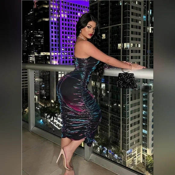 One Shoulder Bodycon Dress MED - Picture 3 of 5